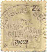 Známka Zambezie použitá německou lodní poštou (Deutsche Seepost)